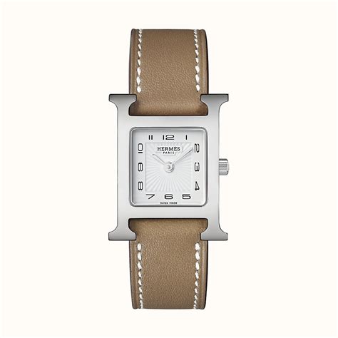 hermes heure h pm watch with black leather strap|Hermes heure h watch sizes.